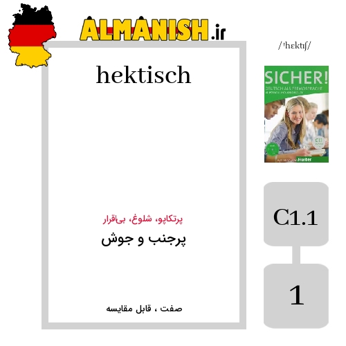 hektisch به فارسی پرجنب و جوش به آلمانی