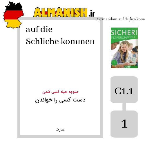 auf die Schliche kommen به فارسی دست کسی را خواندن به آلمانی