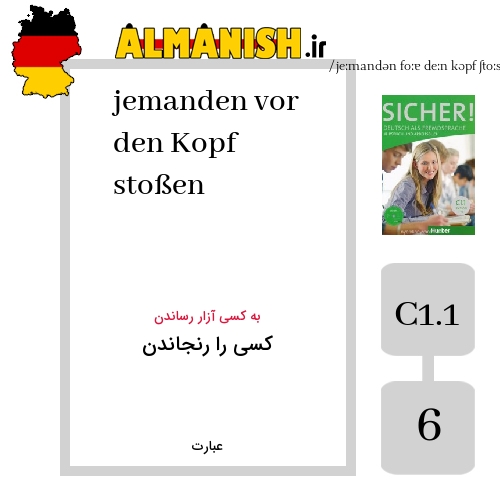 jemanden vor den Kopf stoßen به فارسی کسی را رنجاندن به آلمانی