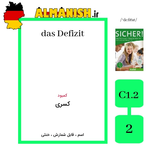 Defizit به فارسی کسری به آلمانی